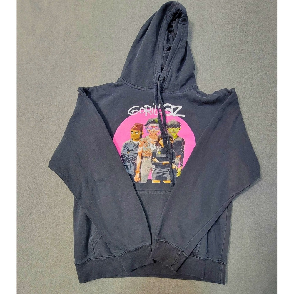 EUC Gorillaz Band Graphic Hoodie Mens Small Black 'Group Circle Rise' Sweatshirt